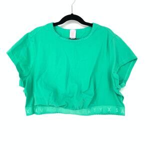 Savage X Fenty Top Women's 2X Cotton Jersey Crop Short Sleeve Crew Neck Green